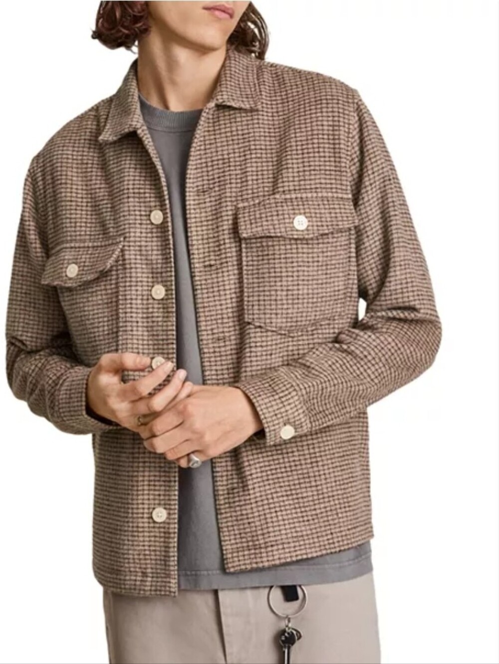 ALLSAINTS Namsos Button Front Shirt Men Flannel Relax Fit